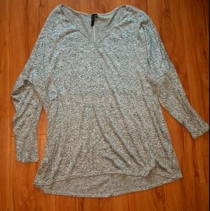 Obsession Heather Grey Knit V Neck Blouse